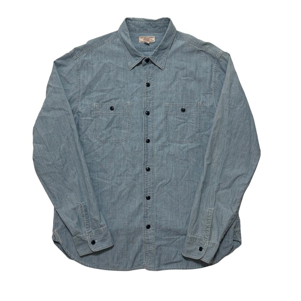 Wallace & Barnes Blue Chambray Long Sleeve Button Down Work Shirt Men’s XL